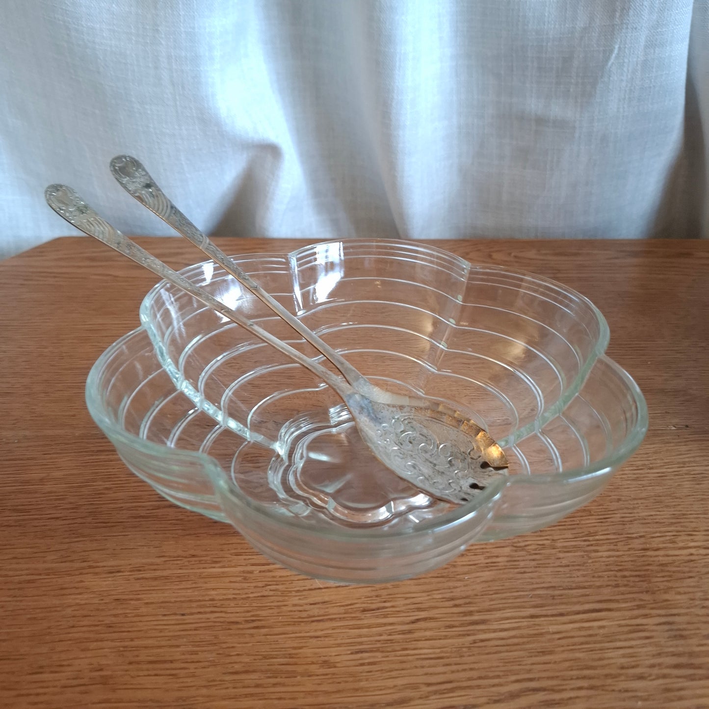 1950's Pressed Glass Flower Shaped Fruit Bowl