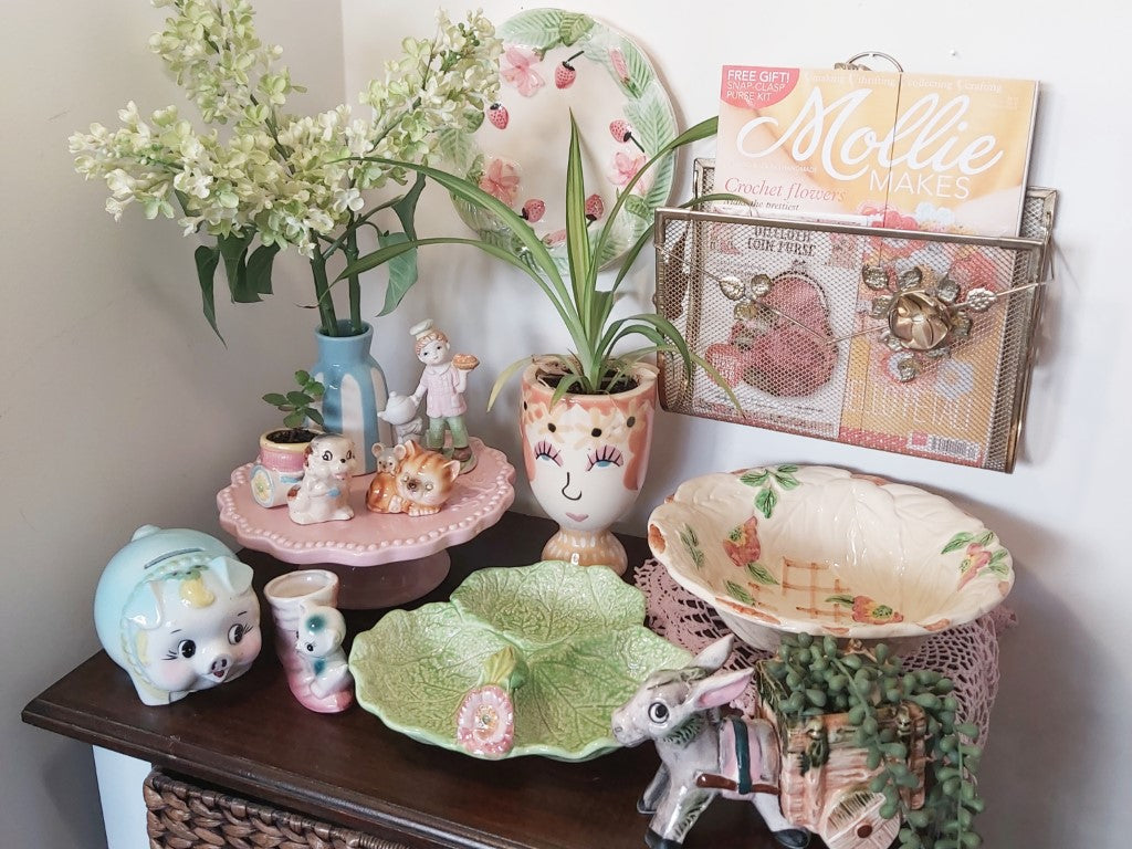 Kitsch Vintage Ceramic Donkey Cart Planter
