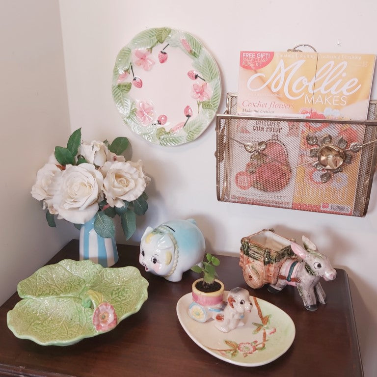 Vintage Majolica Strawberries Plate