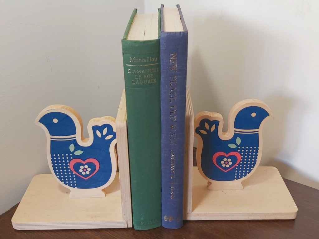 Pair of Wood Scandi Bird Bookends