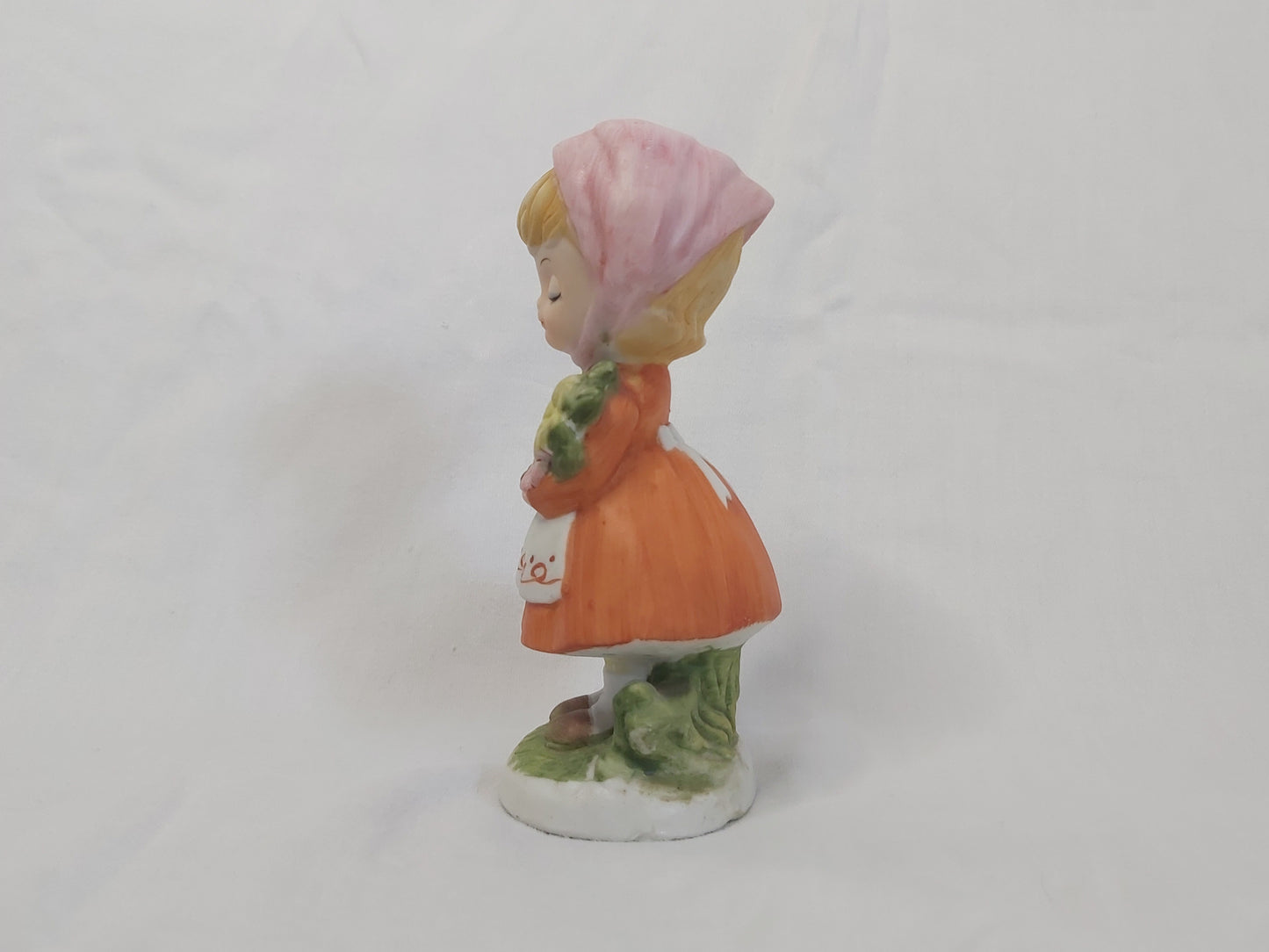 Vintage Little Girl Holding Flowers Figurine