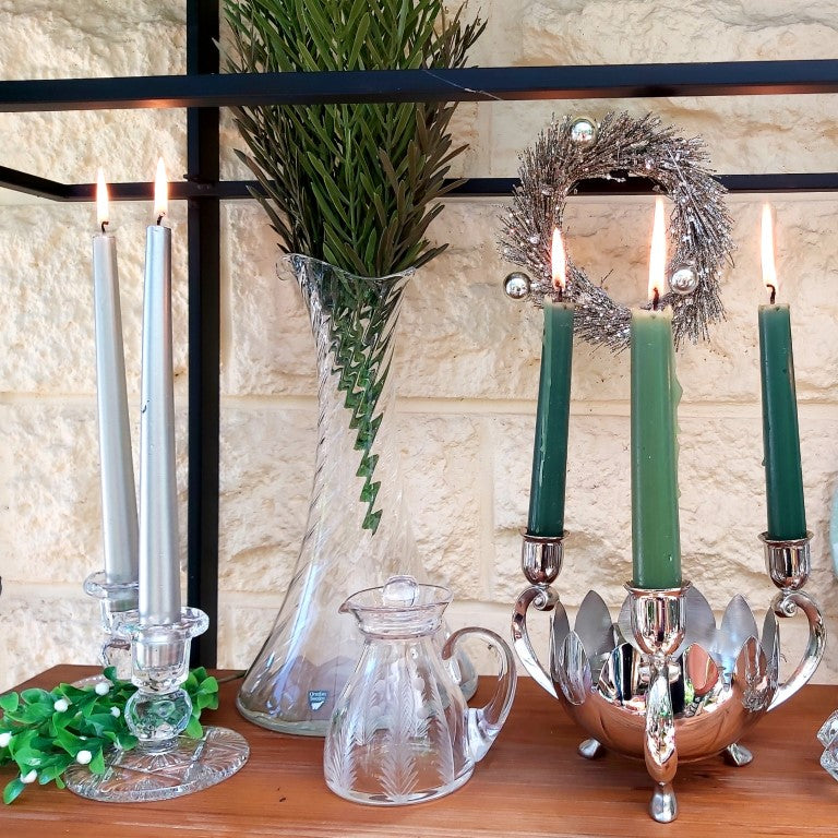 Vintage 3 Arm Silver Plated Lotus Bowl Floral Candle Holder