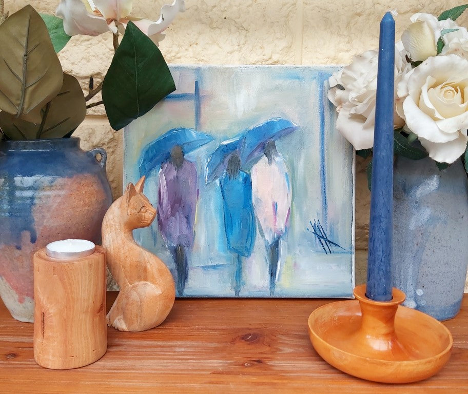 Hayley Henderson Women in Rain Painting