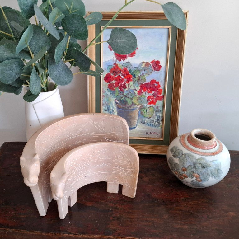 South African Carved Alabaster Stone Cows