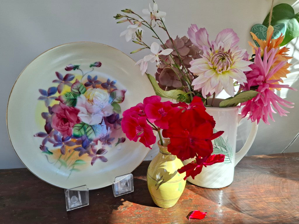 Lefton Hand Painted Roses Decorative Plate