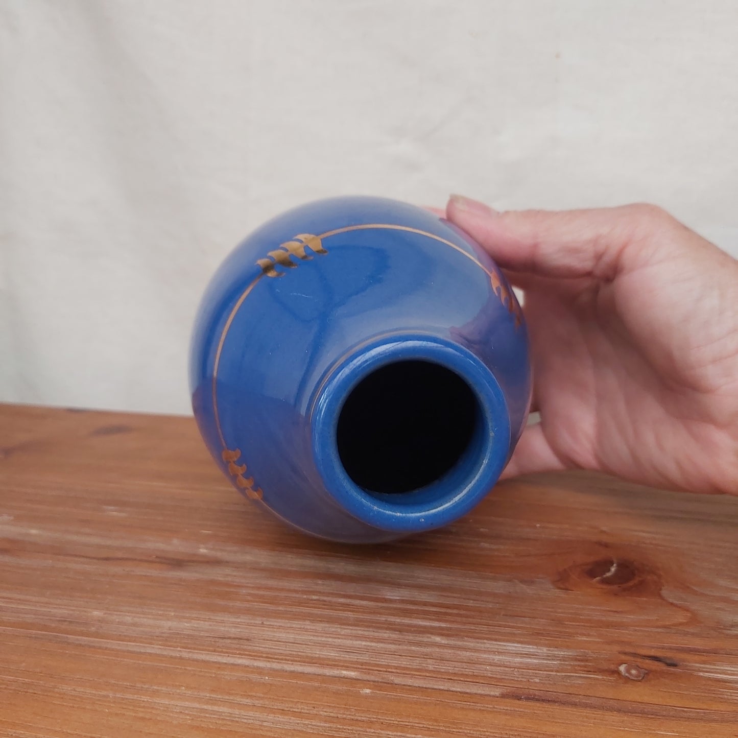 Vintage Nittsjo Keramik Cobalt Blue Vase
