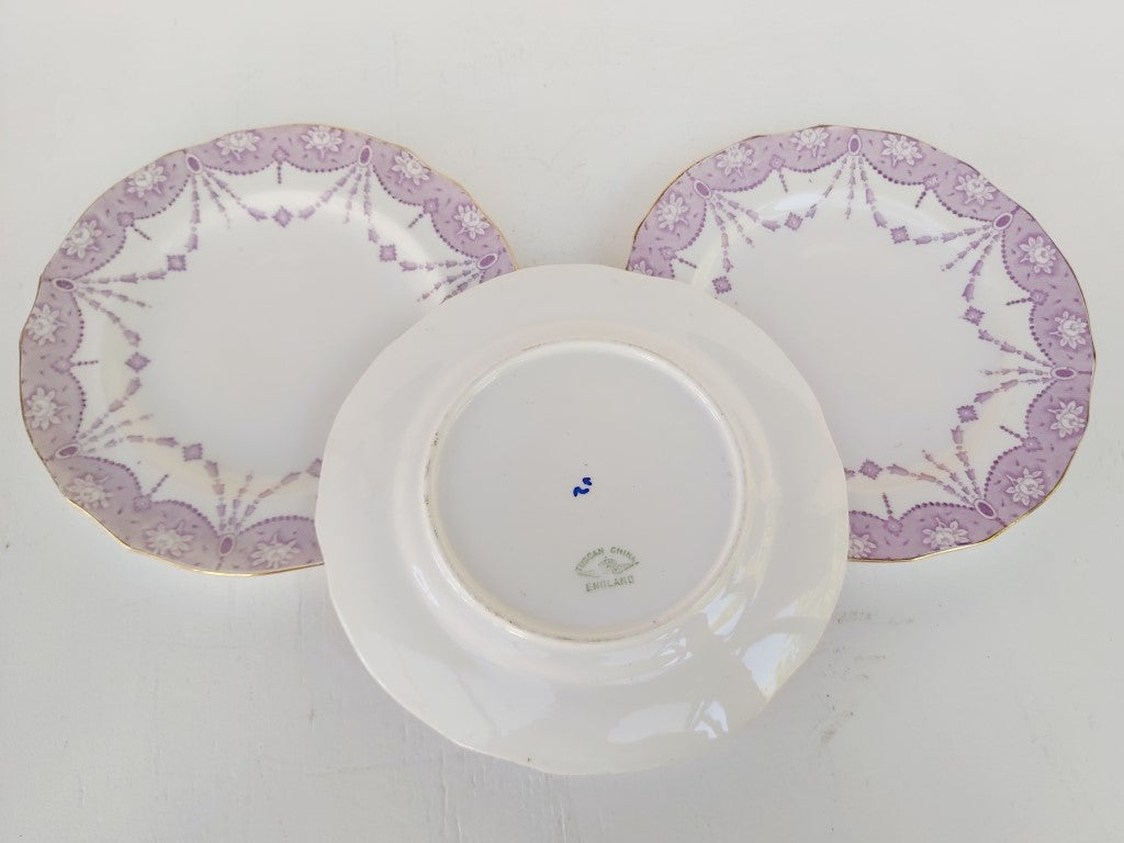 Set of 3 Tuscan English China Mauve Side Plates