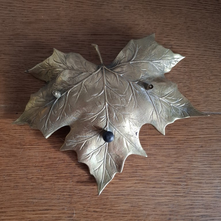 Vintage Brass Maple Leaf Dish