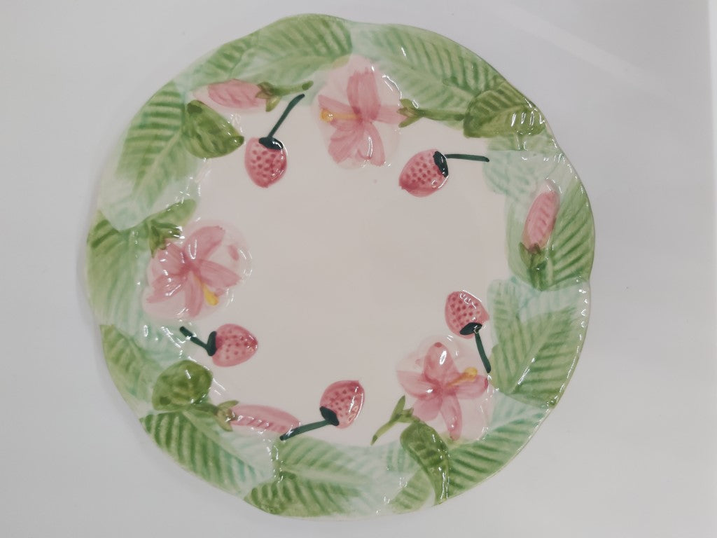 Vintage Majolica Strawberries Plate