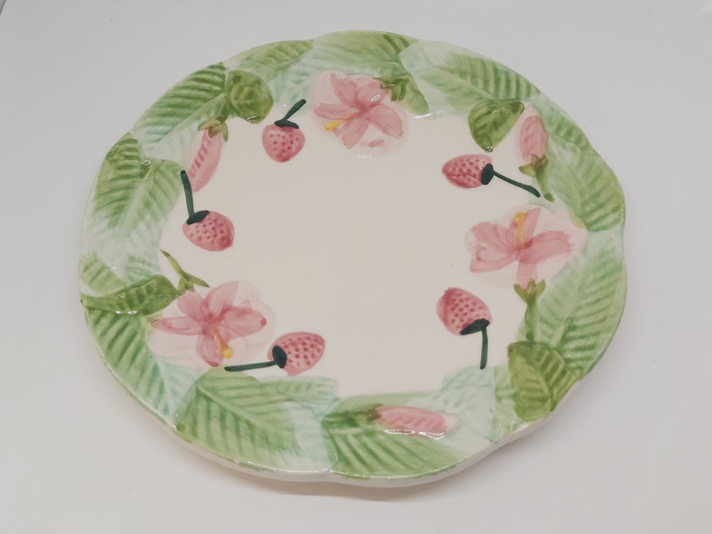 Vintage Majolica Strawberries Plate