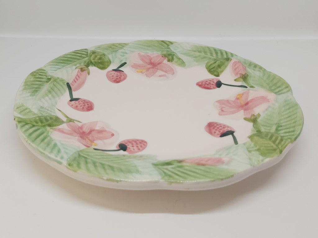 Vintage Majolica Strawberries Plate