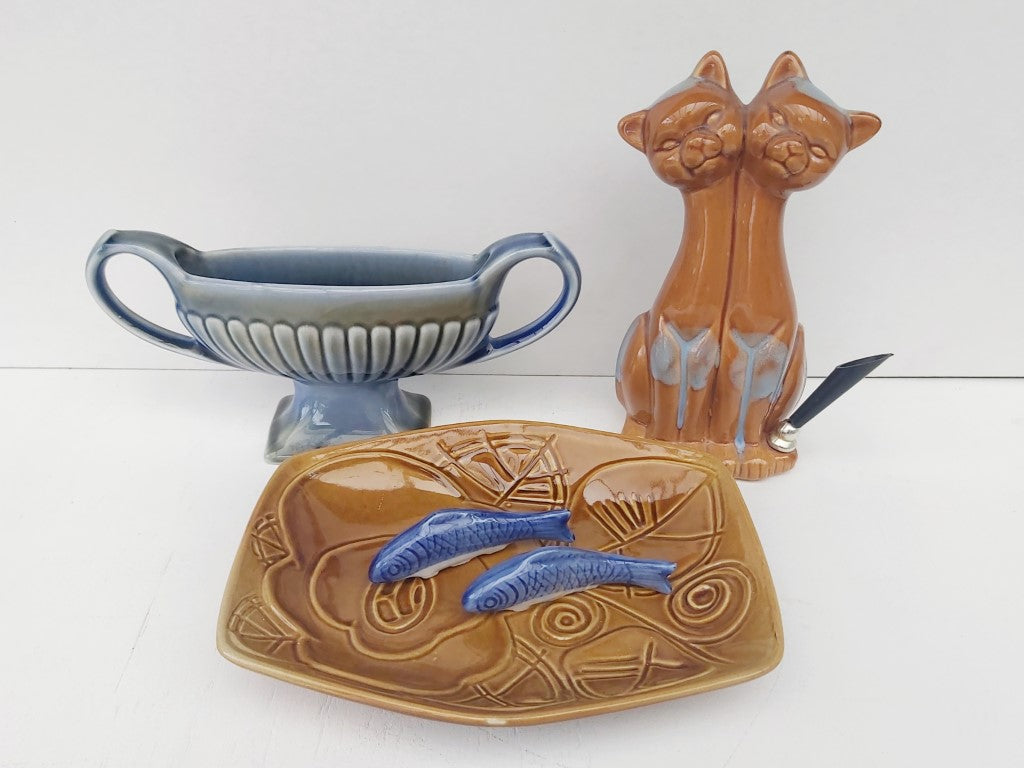 Pair of Blue Ceramic Fish