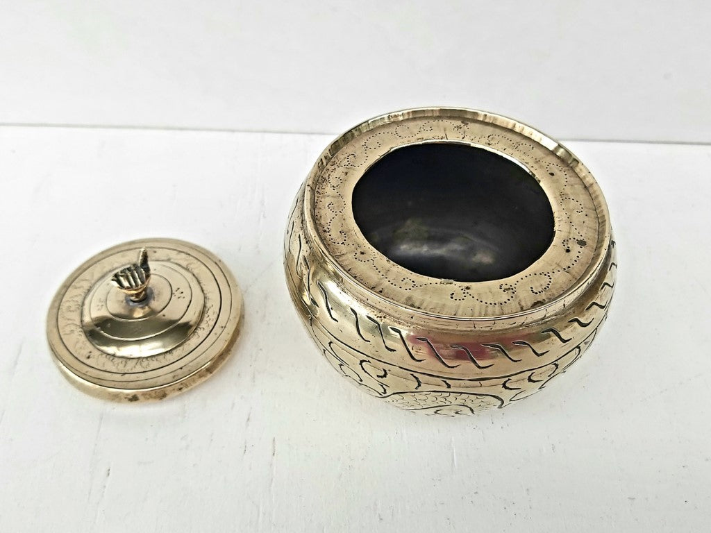 Vintage Chinese Brass Lidded Pot