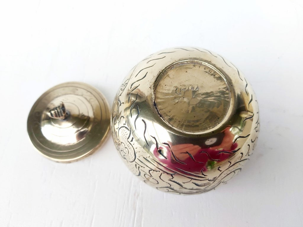 Vintage Chinese Brass Lidded Pot