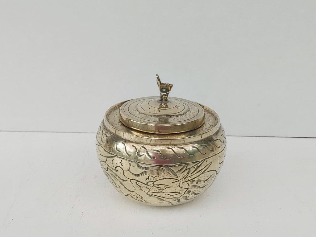Vintage Chinese Brass Lidded Pot