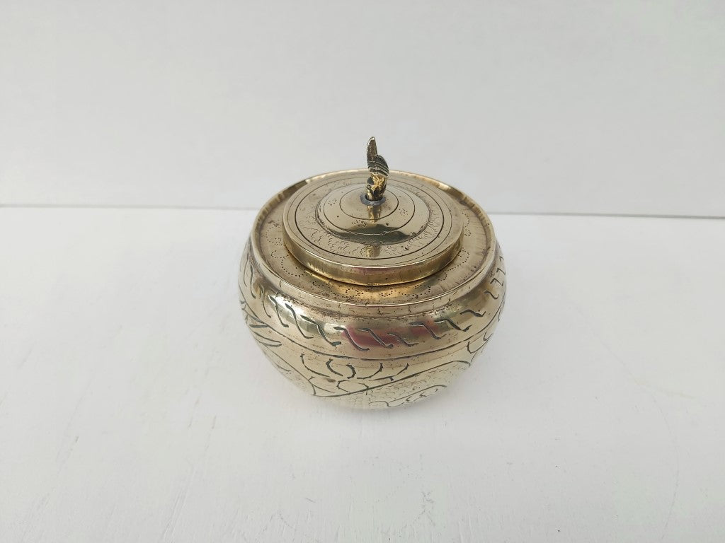 Vintage Chinese Brass Lidded Pot