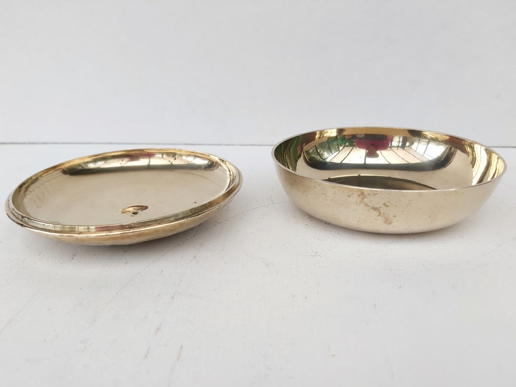 Enamelled Brass Lidded Trinket Dish