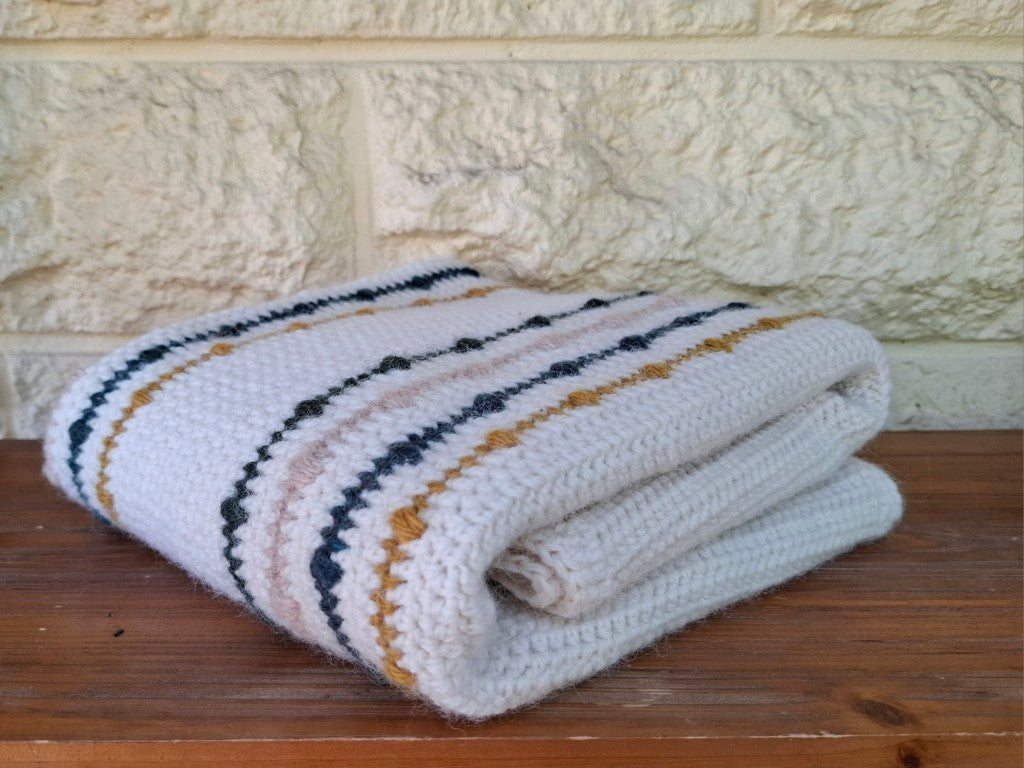 Striped Crochet Wool Baby Blanket