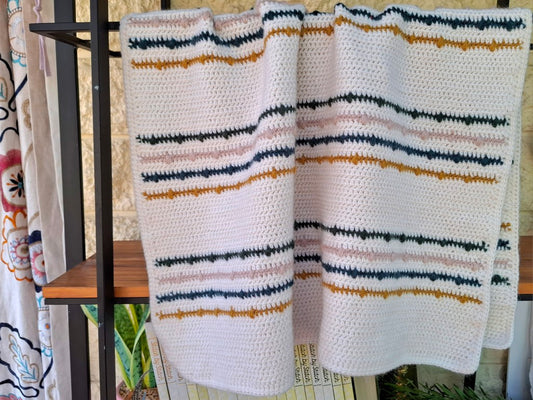 Striped Crochet Wool Baby Blanket