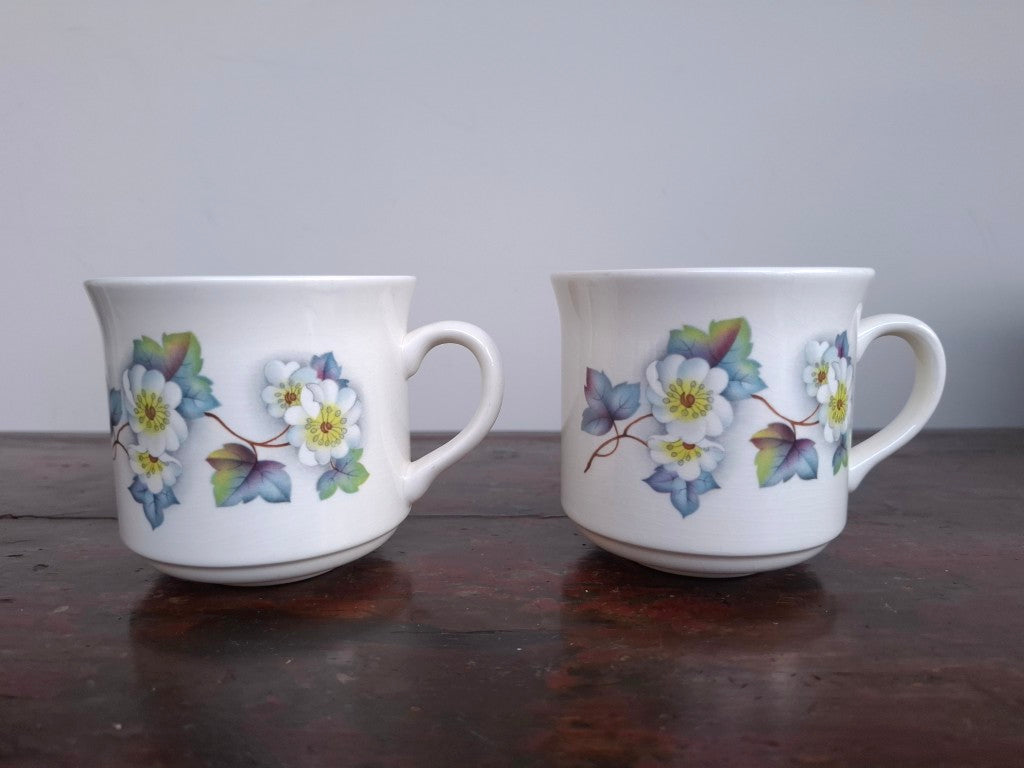Pair of Crown Lynn Blue Hazelwood Cups