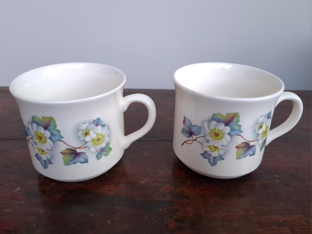 Pair of Crown Lynn Blue Hazelwood Cups