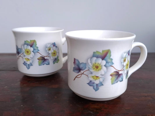 Pair of Crown Lynn Blue Hazelwood Cups