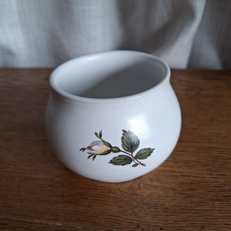 Denby White Rose "Charm" Open Sugar Bowl