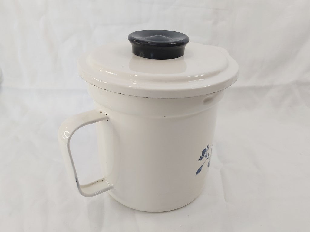 Vintage Enamel Straining Jug with Lid