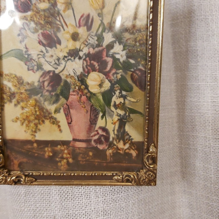 Framed Miniature "Spring Bouquet" Reproduction Oil Painting