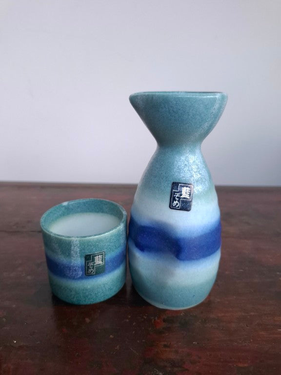 Indigo Dyed Ceramic Tokuri Sake Set