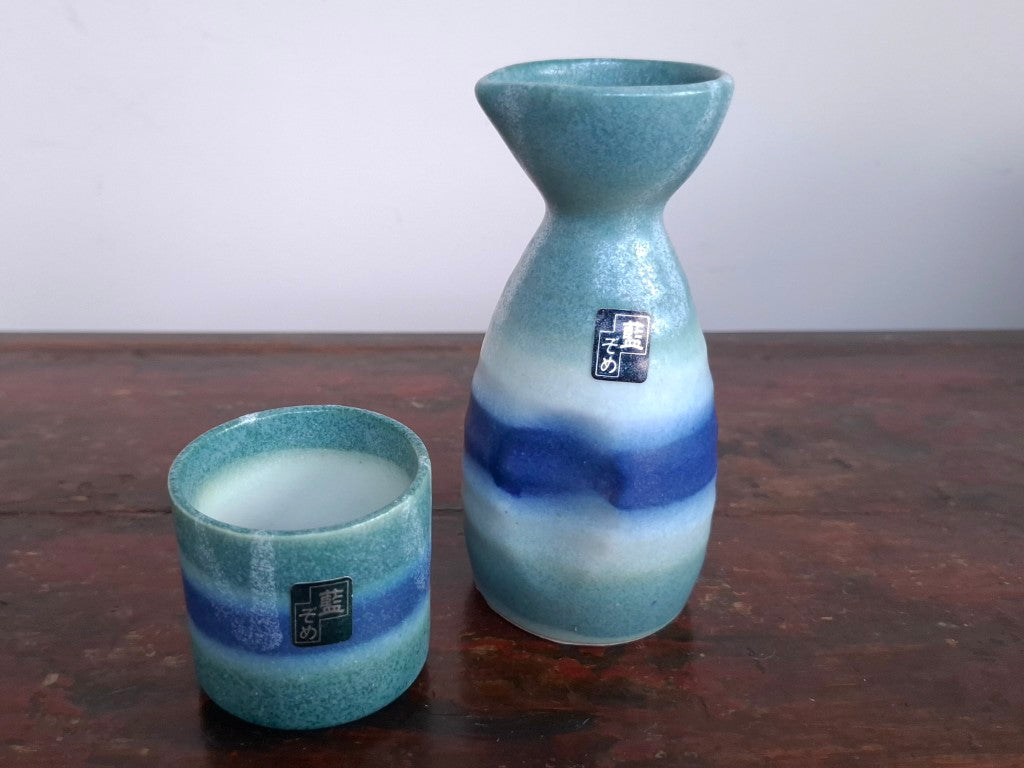 Indigo Dyed Ceramic Tokuri Sake Set
