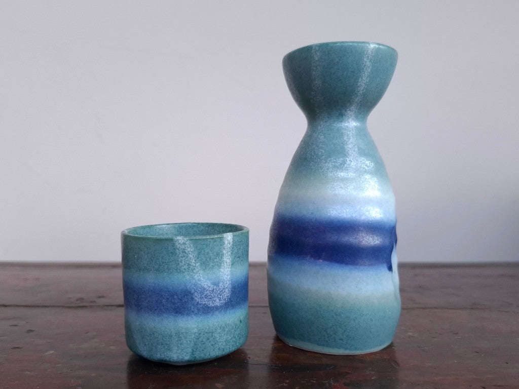 Indigo Dyed Ceramic Tokuri Sake Set