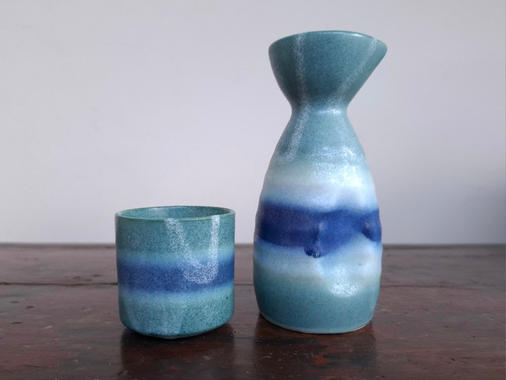 Indigo Dyed Ceramic Tokuri Sake Set