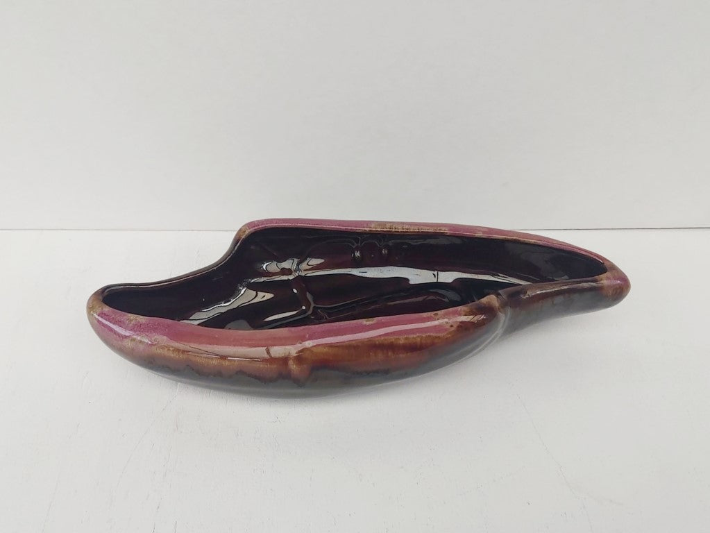 Vintage MCM Japanese Brown Drip Glaze Ikebana Planter