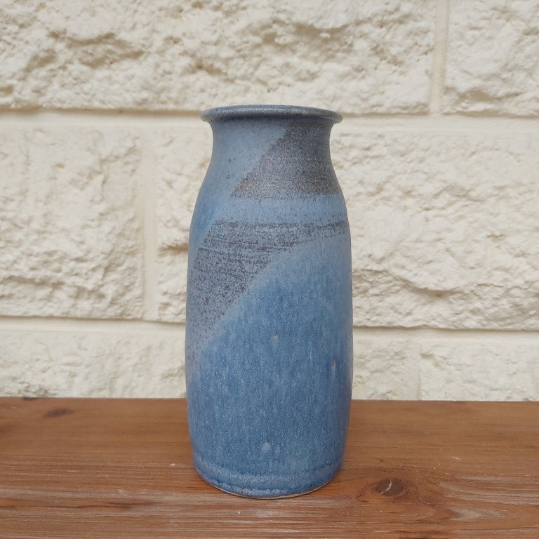 Blue Japanese Style Glazed Studio Pottery Vase