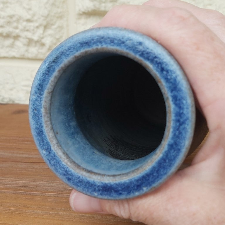 Blue Japanese Style Glazed Studio Pottery Vase