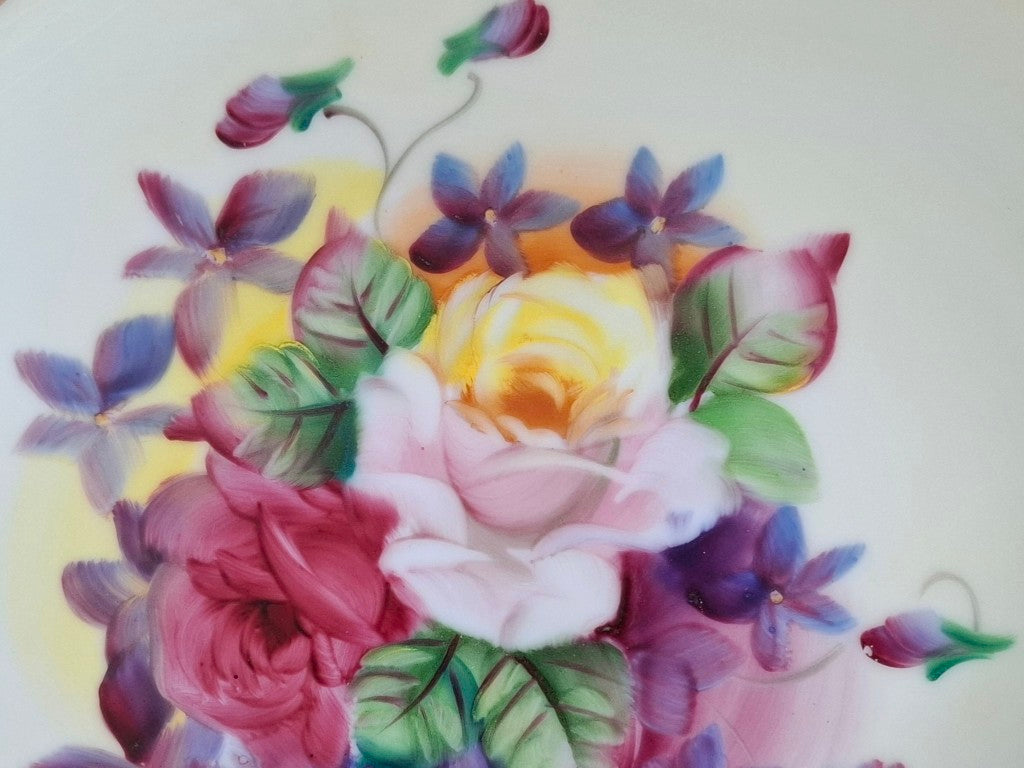 Lefton Hand Painted Roses Decorative Plate
