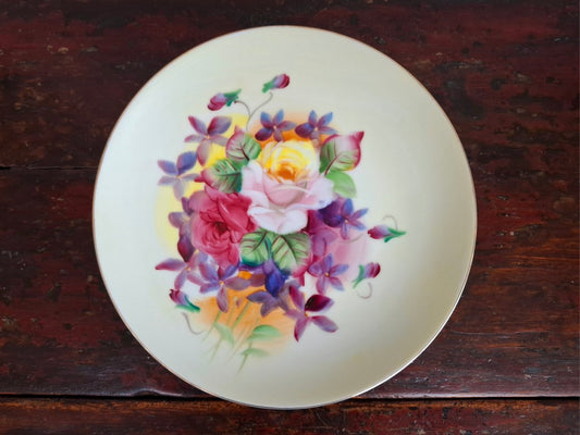 Lefton Hand Painted Roses Decorative Plate