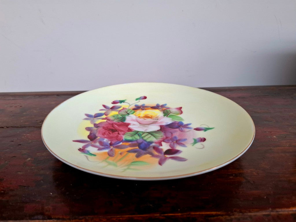 Lefton Hand Painted Roses Decorative Plate
