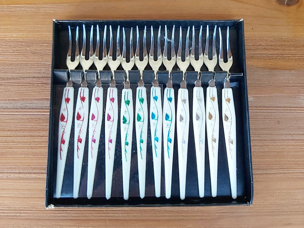 Colourful "Little Fork" Mid Century Cocktail Forks