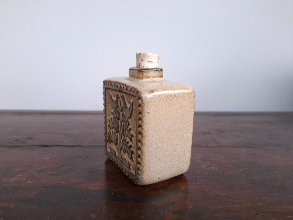 1970's Style Love Birds Japanese Bottle with Stopper
