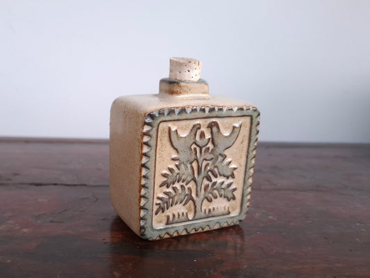 1970's Style Love Birds Japanese Bottle with Stopper