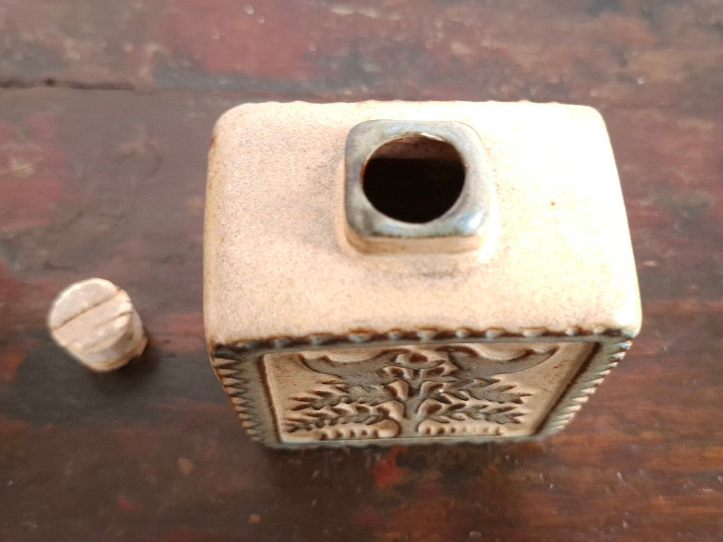 1970's Style Love Birds Japanese Bottle with Stopper