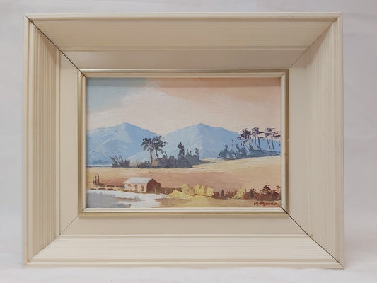 Mid Century Framed Postcard Sized Oil Painting