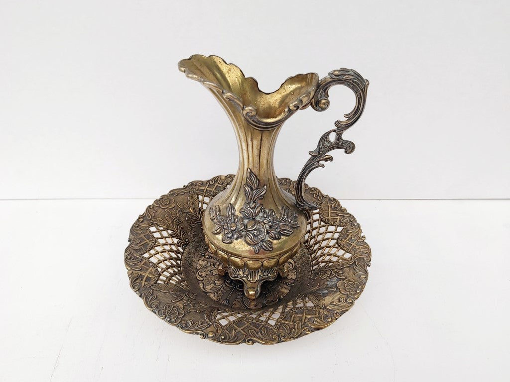 Ornate Italian Brass Pitcher / Vase