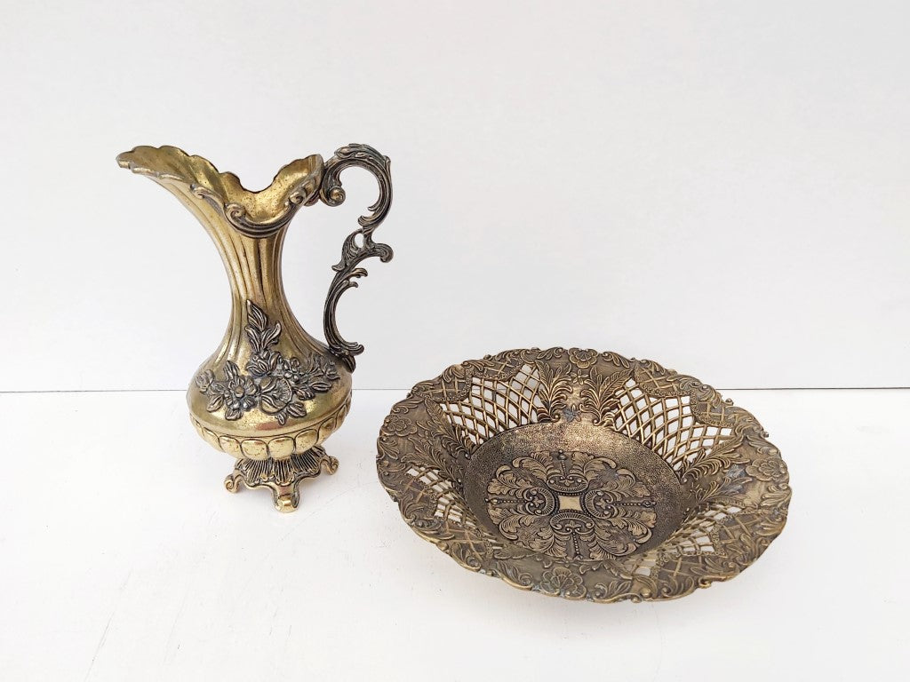 Ornate Italian Brass Pitcher / Vase