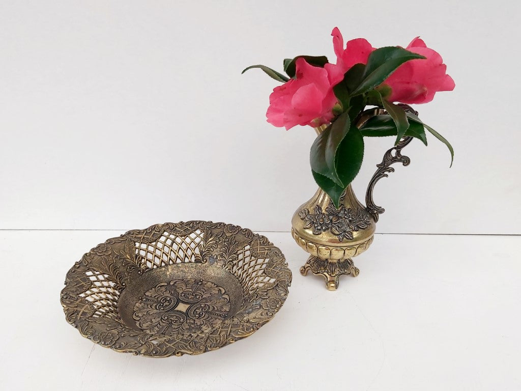 Ornate Italian Brass Filigree Bowl