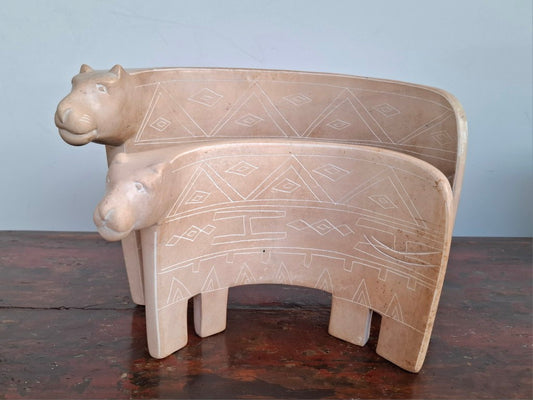 South African Carved Alabaster Stone Cows