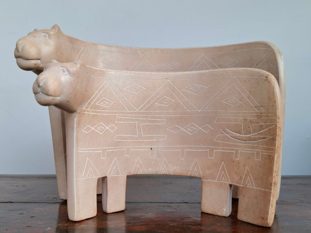 South African Carved Alabaster Stone Cows