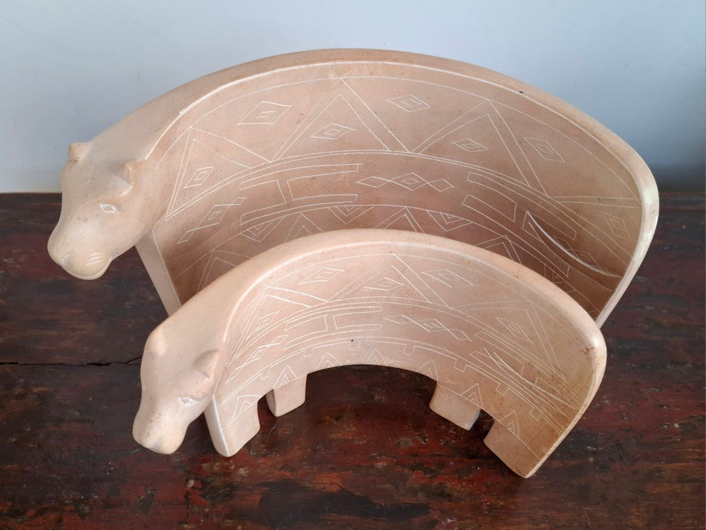 South African Carved Alabaster Stone Cows